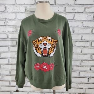 Olive Green Wound Up XXXL Tiger Pull Over